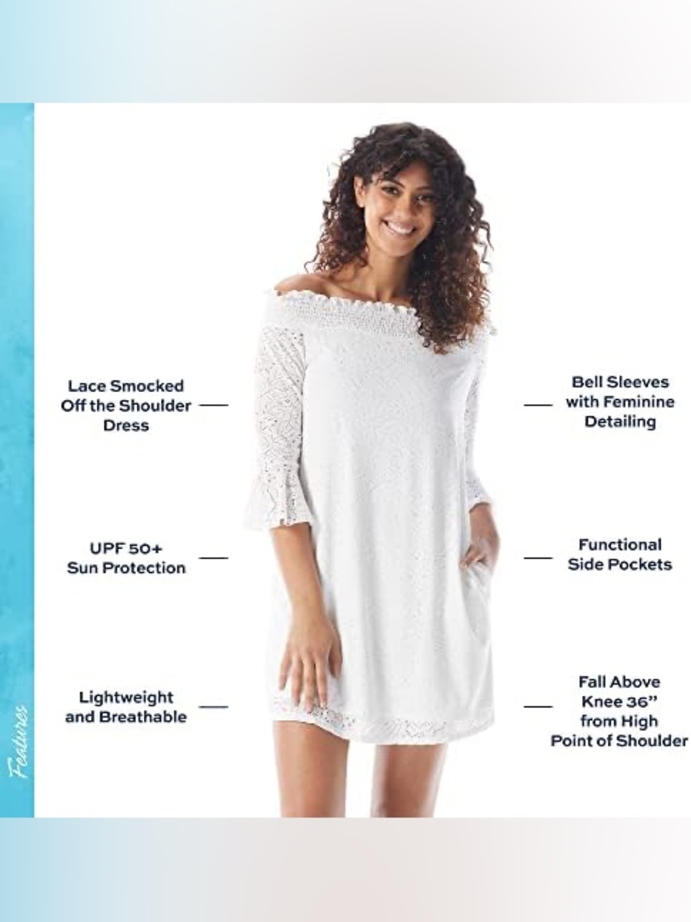 NWT- Beach House White Off-Shoulder Eyelet Midi Dress with Flounce Sleeves